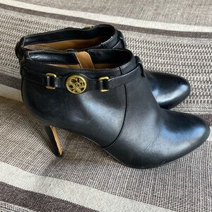 Coach Selene Stiletto heel booties Size 8 black with gold accents